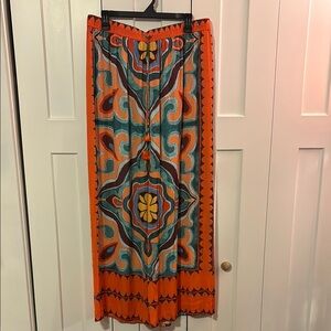 Vibrant Orange Patterned Women's Pants